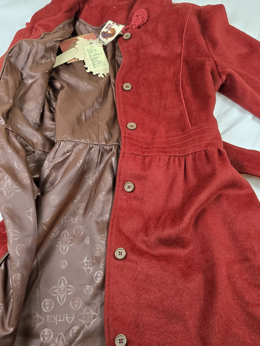 ARTKA Crazy in Life Red Embroidered Wool Blend Coat Women's Large NWT - Picture 10 of 14